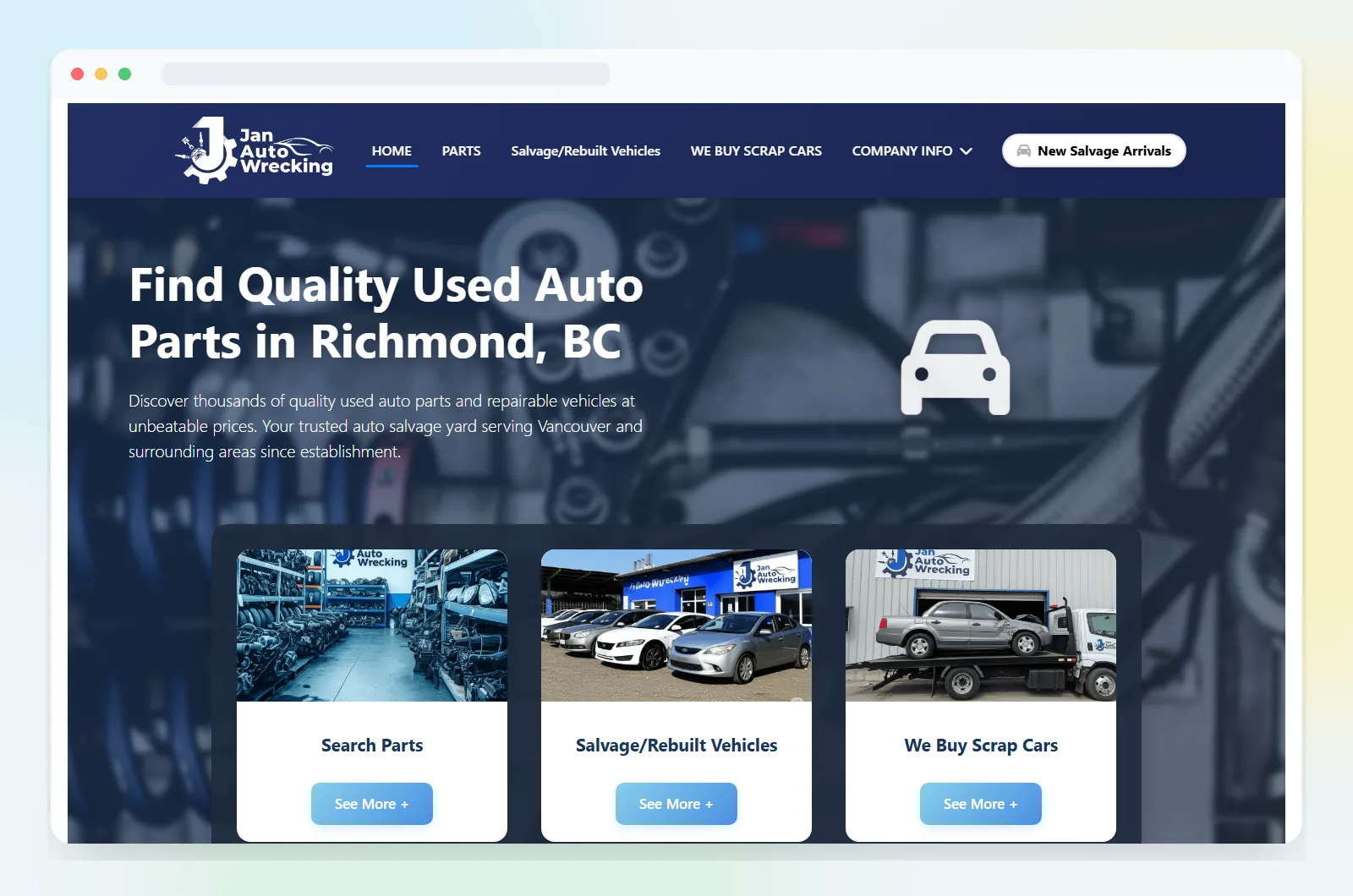 Jan Auto Wrecking Website